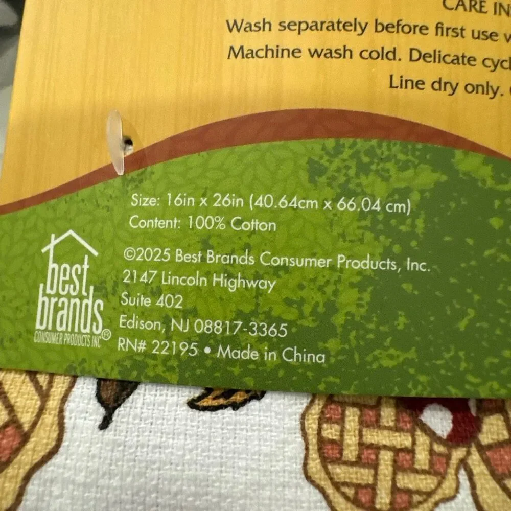 New Disney Mickey & Minnie Mouse Holiday‎ Fall Apple Pie Set Of 3 Hand Towels - Picture 6 of 6